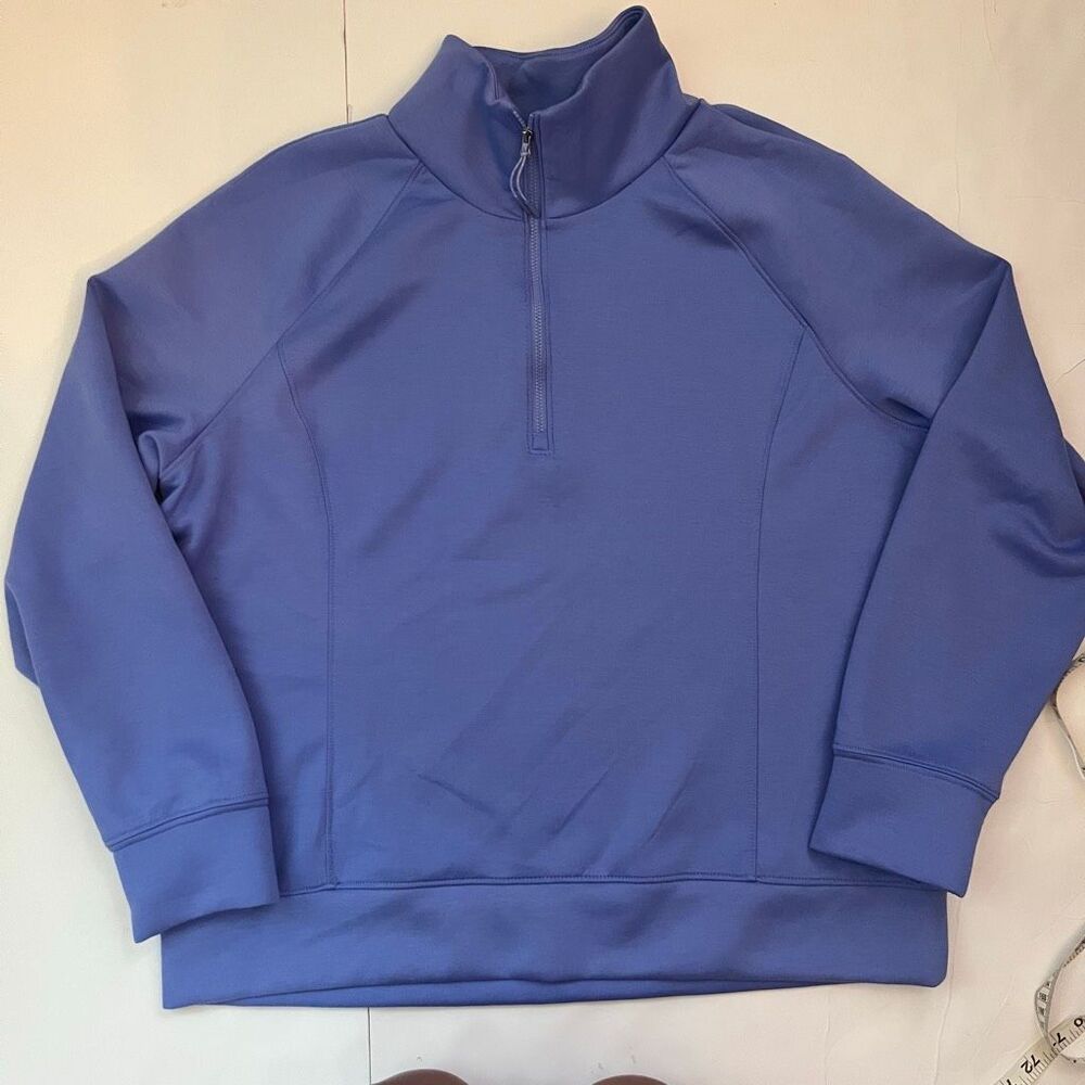 Apana Women's Stellar Scuba Knit Quarter Zip Pullover Sweatshirt Periwinkle XL